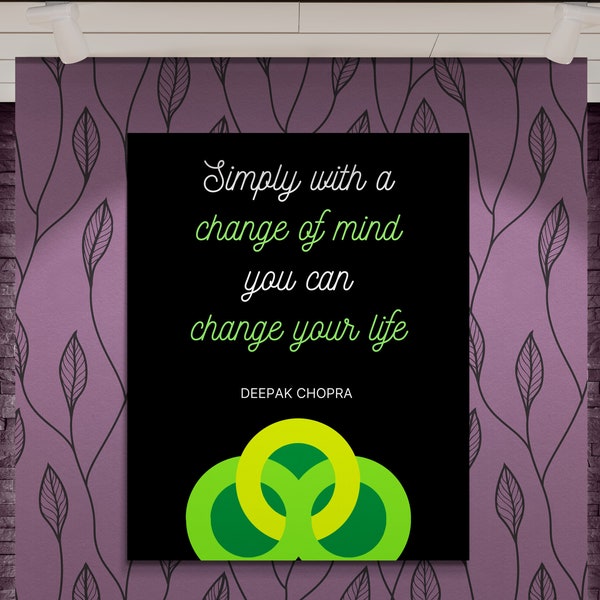 Deepak Chopra Motivational Quote - The Mind's Role in Life's Makeover - Positive Mindset & Self-Realization Decor Inspiration