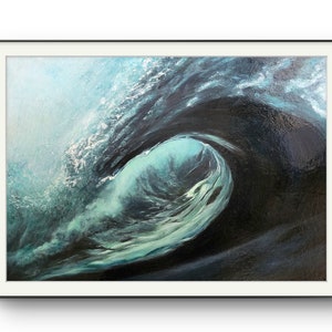Ocean Wave Oil Painting: Azure Majesty | Coastal Wall Deco | Beach Artwork | Contemporary Seascape | Home & Office Décor | &quot;Azure Avalanche&quot;