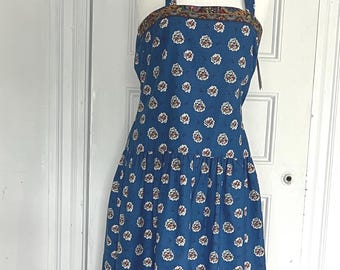 Vintage Oulivado Cotton Sundress: Drop Waist, Adjustable Straps - The Red Mill Collection