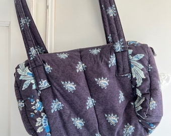 Vintage French Fabric Handbag, Quilted Oulivado Print