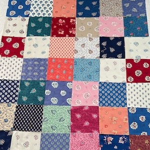 French quilting charm pack made from Provencal vintage Oulivado 100% cotton percale. 5 x 5 inch squares, quantity of 42 squares.