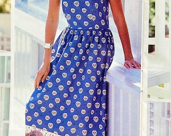 Vintage fitted sundress made from French oulivado fabric in royal Escondido designed and sewn by Red Mill Collection in USA.