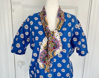 Vintage French Oulivado Cotton Blouse: Red Mill Collection, Size 14