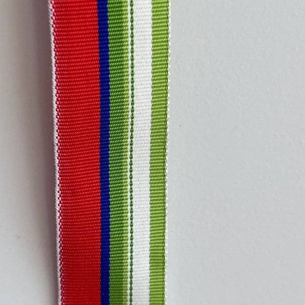 1" Wide Vintage Grosgrain Ribbon. Sold by the yard. Made in USA. 100% acetate. Orange/lime/white. 2 yard minimum