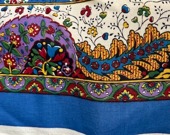 Vintage French fabric border in royal blue 5.5" wide. Border from Oulivado  sold by various cut lengths