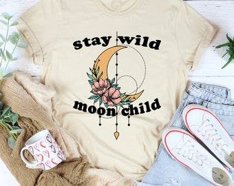 Stay Wild Moon Child Boho T-Shirt | Nature Lover Tee | Eco-Friendly | Earthy Style Clothes