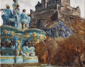 Zamek w Edynburgu, wydruk z Edynburga: pejzaż Szkocji, wydruk giclee l Wystrój wnętrz l Szkocka sztuka ścienna