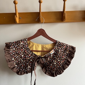 Floral Ethics Print Cotton Removable Collar, Frill Collar, Detachable Frill Collar, Double Sided Collar, Reversible Peter Pan Collar