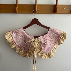 Floral Print Cotton Removable Collar, Frill Collar, Detachable Frill Collar, Double Sided Collar, Reversible Peter Pan Collar
