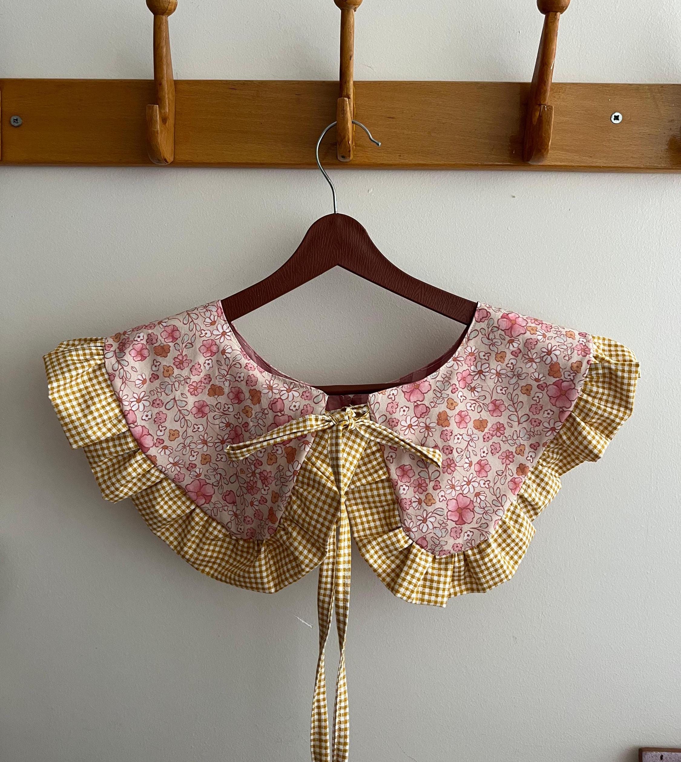 Floral Print Cotton Removable Collar, Frill Collar, Detachable Frill Collar, Double Sided Collar, Reversible Peter Pan Collar
