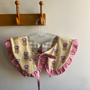 Floral Print Cotton Removable Collar, Frill Collar, Detachable Frill Collar, Double Sided Collar, Reversible Peter Pan Collar