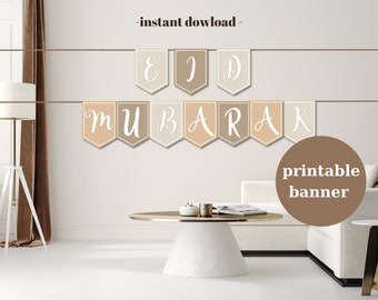 Bannière imprimable Eid Mubarak, décoration Ramadan Eid, bruant Eid Mubarak, bannière de l'Aïd décoration d'intérieur, bannière de l'Aïd minimaliste, décoration de l'Aïd, décoration islamique