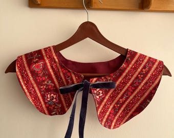 Vintage Floral Print Cotton Removable Collar, Detachable Collar, Double Sided Collar, Reversible Peter Pan Collar, Gift for Her