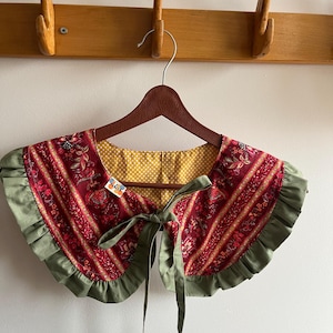 Floral Ethics Print Cotton Removable Collar, Frill Collar, Detachable Frill Collar, Double Sided Collar, Reversible Peter Pan Collar