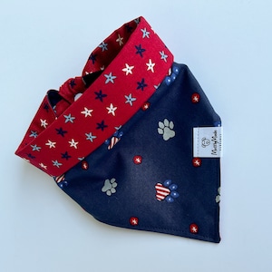 Paw-triotic Bandana - Reversible Snap Bandana - Aesthetic Bandana- Pet Bandana - Dog Accessories - Dog Gifts - 4th of July - America