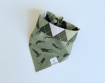 Pups & Par Bandana - Reversible - Snap Closure  - Dog Bandana - Cat Bandana - Golf Bandana - Trendy Dog - Puppy Accessories - Pet Gifts