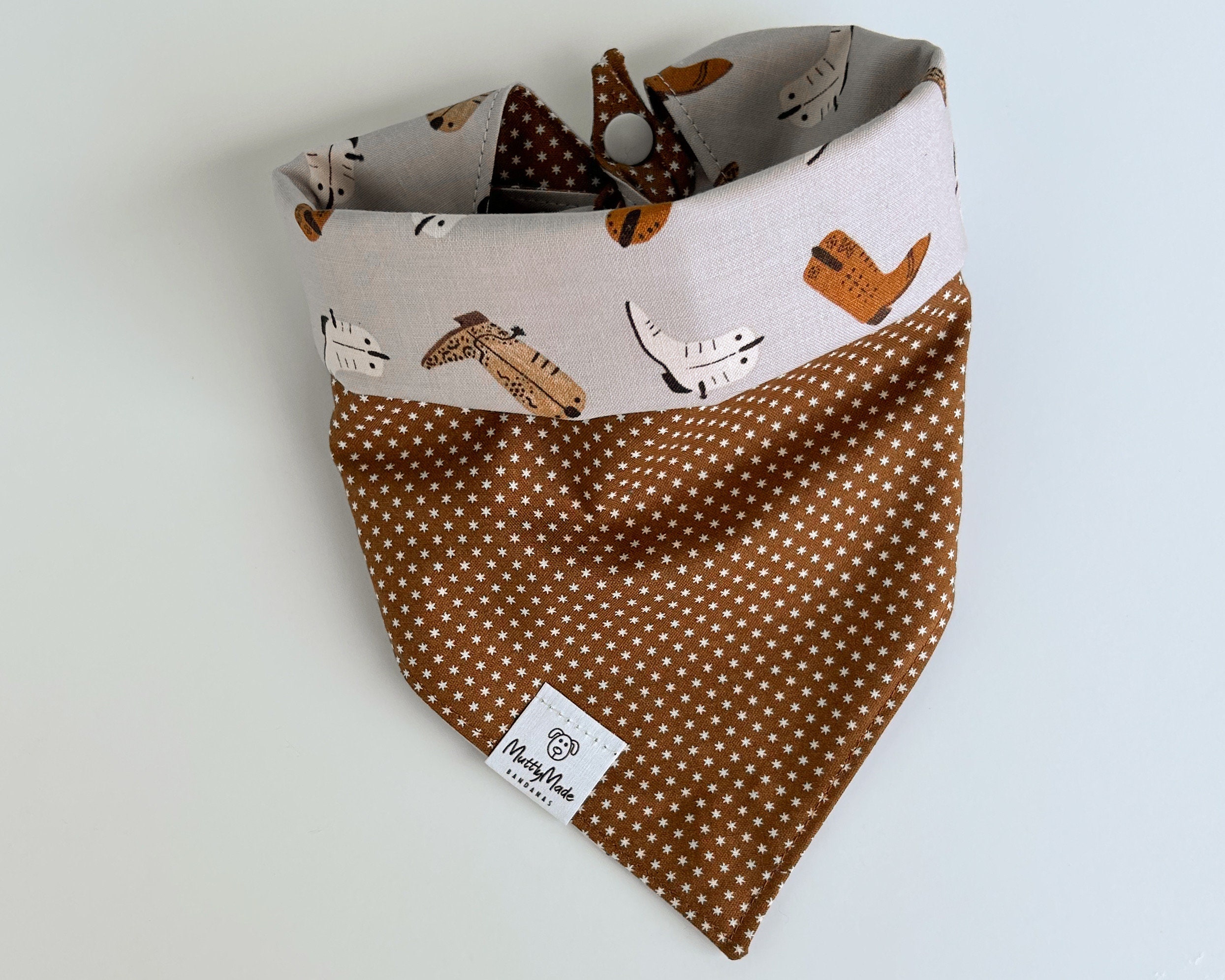 Cowboy Boots Bandana Reversible Snap Closure Dog Bandana Cat Bandana ...