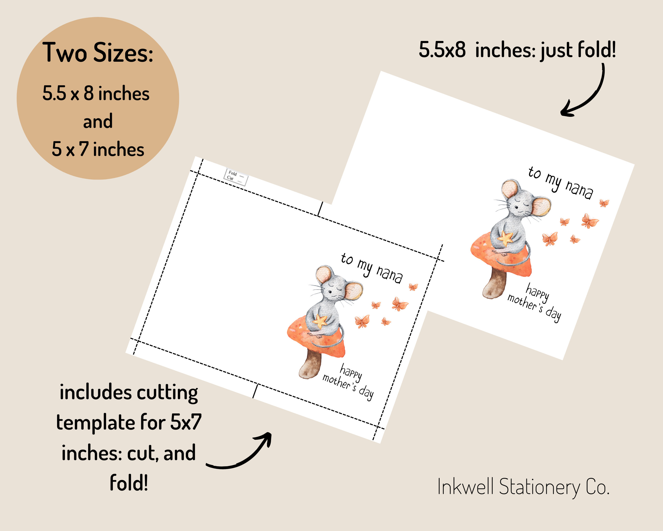 PRINTABLE Cute Mother's Day Card for Nana, Happy Mother's Day Card for ...