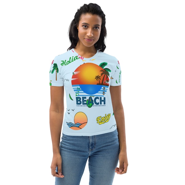 Frauen Strand T-Shirt Sonne geküsst Urlaub Sommerzeit Sonne Sommer Frauen T-Shirt