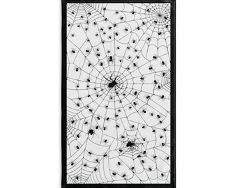 Spider Web Hand Towel – Halloween Gothic Decor with Black Border