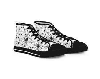 Zapatillas altas de lona con diseño de telaraña, zapatillas de Halloween