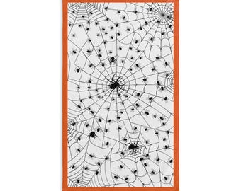 Spinnennetz Handtuch - Gothic Halloween Dekor, orange Borte