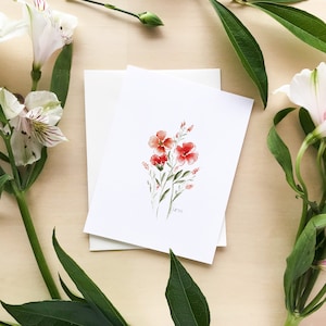 Carte orange fleurs sauvages Carte aquarelle fleurs carte fleurs rouille carte fleurs sauvages carte vierge carte cottagecore pour jardiniers amateurs de fleurs
