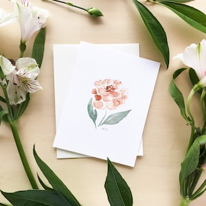 Rosa Blumen Aquarell Blumenkarte lose Aquarell Kunst Geschenkkarte Blumenliebhaber feminine Grußkarte für Frauen Geschenk beste Freundin Geschenk