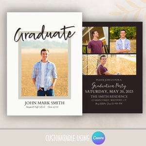 Graduation Invitation 2023 Template Modern Graduation Announcement Senior Graduation Party Boys Graduation Party Invite