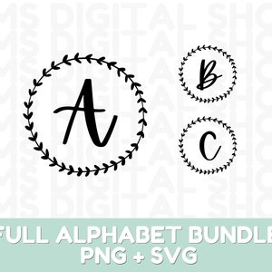 Pacchetto SVG monogramma Cognome Svg Monogramma iniziale Svg Monogramma ghirlanda Svg