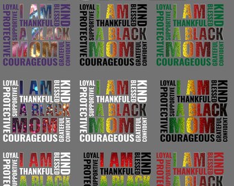 Black Mom Affirmation PNG Bundle | Inspirational Mother's Day Sublimation File (Digital Download)