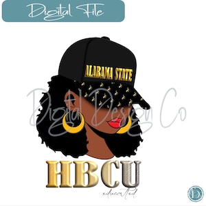 Alabama State HBCU Woman PNG - Art numérique élégant de fille noire pour la sublimation et l'impression DTF