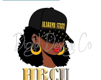 Alabama State HBCU Woman PNG – Stylish Black Girl Digital Art for Sublimation & DTF Printing