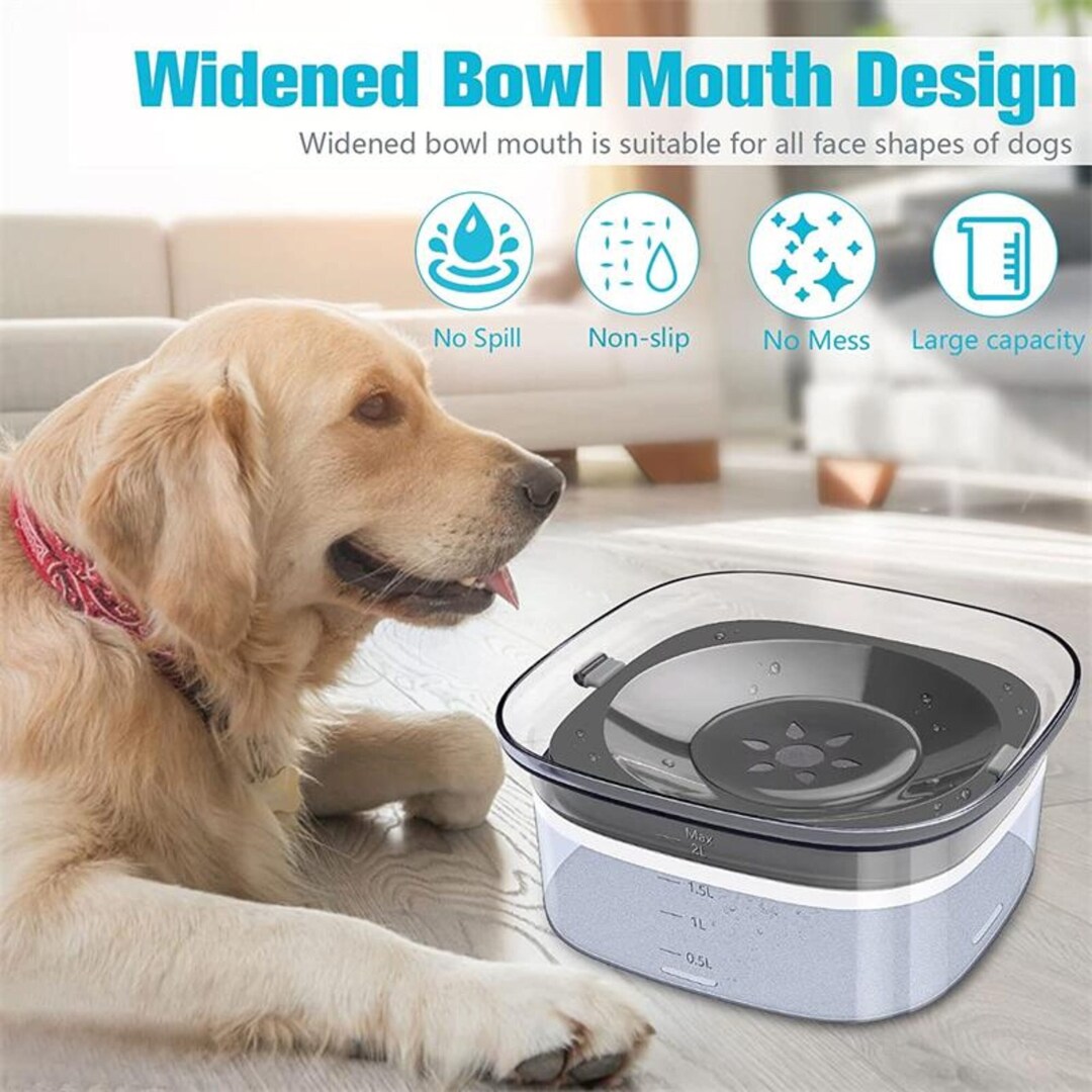 Slow Feeder Dog Water Bowl With Large 70oz/2l Capacity Clear Etsy