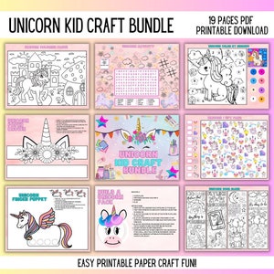 Unicorn craft kit, craft activity for kids, summer time activity, preschool activity, digital download.