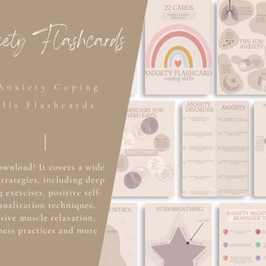 Anxiety flashcards, digital anxiety flash cards, anxiety relief, self care, stress relief
