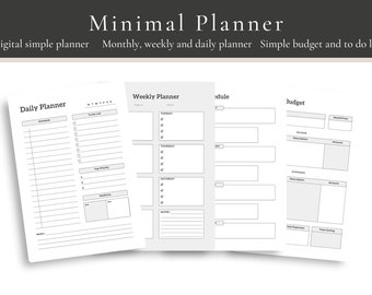Minimal digital planner, clean and simple organizer, digital minimal planning tool, printable to do list, minimalist planner