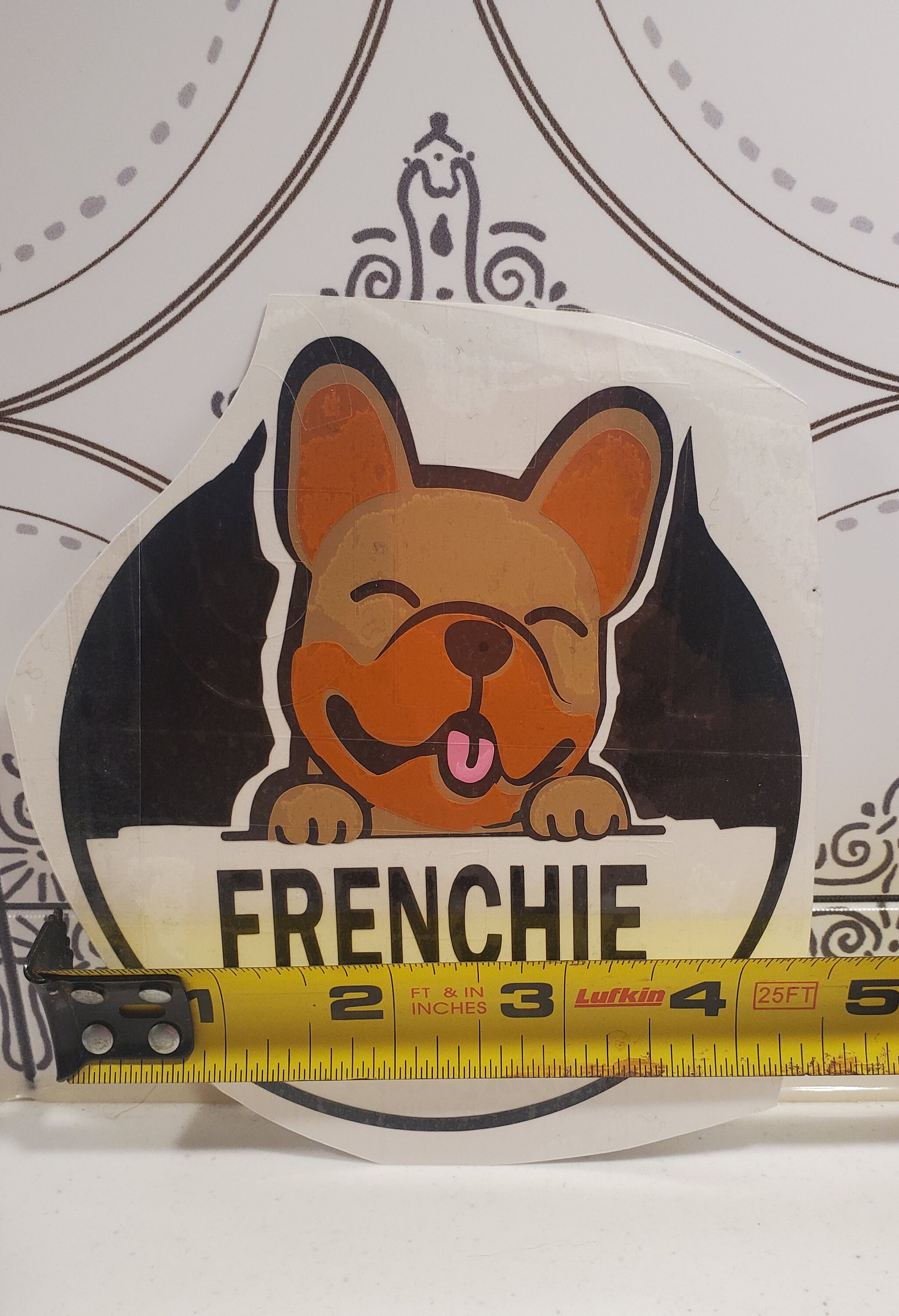 White Frenchie on Board Vinyl Car Decal, Dog Decal, Cute Dog ...
