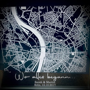 Wo alles begann, Koordination, Karte, personalisiert, Spiegel Gravur, Geschenkidee, Wand-Deko, 15x15, 30x30, Maps mit Namen, Ort