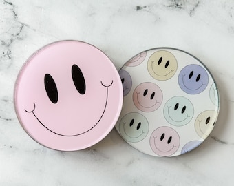 Preppy smiles! Acrylic 4 inch Coaster - Coffee Table, Bar Cart or Desk Accessory, Birthday, Hostess Gift, Home Decor