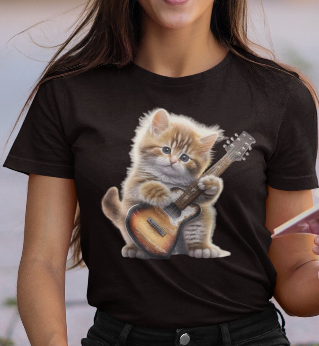 Cat Playing Guitar Shirt Men Cat Playing Guitar T Shirt - Etsy