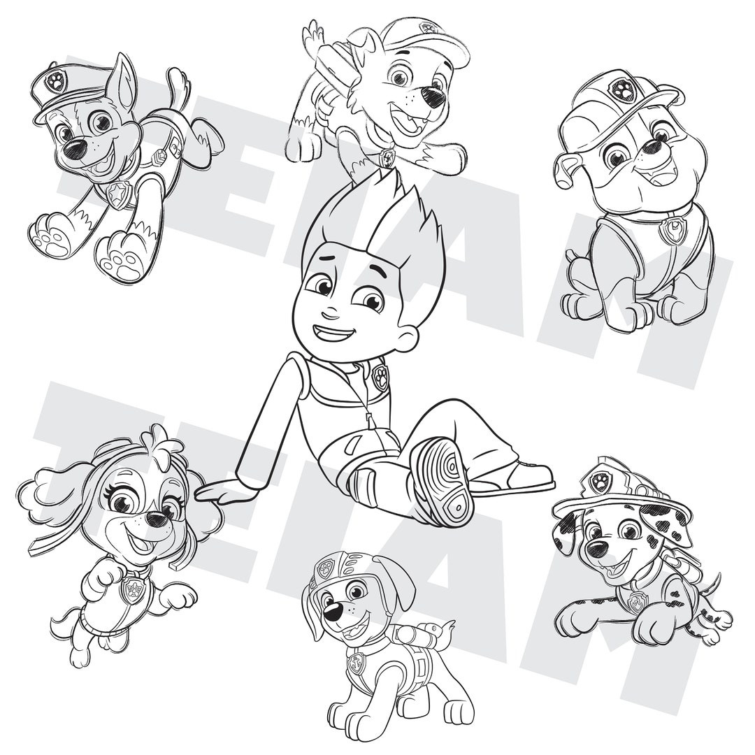 PAW Patrol Colouring Pages for Kids, Digital Download, PDF Format for