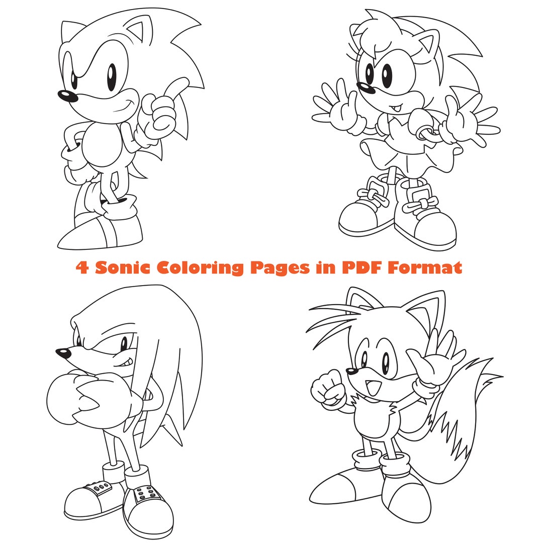 Sonic Colouring Pages for Kids, Digital Download, Cartoon Colouring