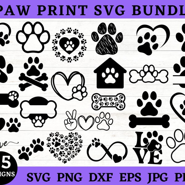 Paw Print Svg, Animal Paw Svg, Paw Prints Svg, Pet Memorial Svg, Dog Mama Svg, Dog Paw Print, Svg Files For Cricut