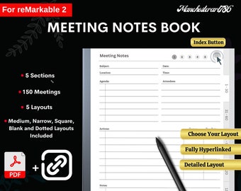 Meeting Notes, Remarkable 2,Remarkable Templates,Remarkable,Remarkable 2 Template 2024,Remarkable Template,Meeting Minutes,Instant Download