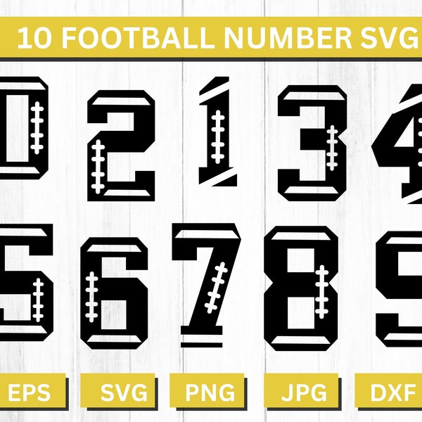 Football Numbers Svg, Football Cut File, Football Numbers Png, Football Shirt Svg, Svg Files For Cricut, Football Numbers