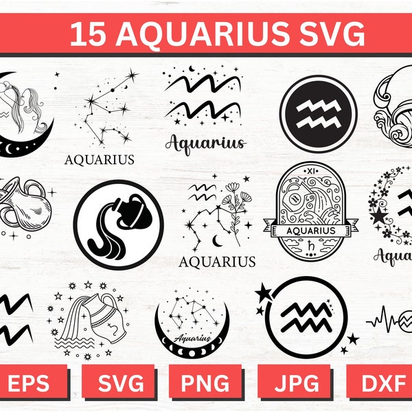 Aquarius Svg, Aquarius Png, Astrology Svg, Aquarius Cut File, Aquarius Sign Svg, Aquarius Zodiac, Aquarius Birthday, Star Sign Svg