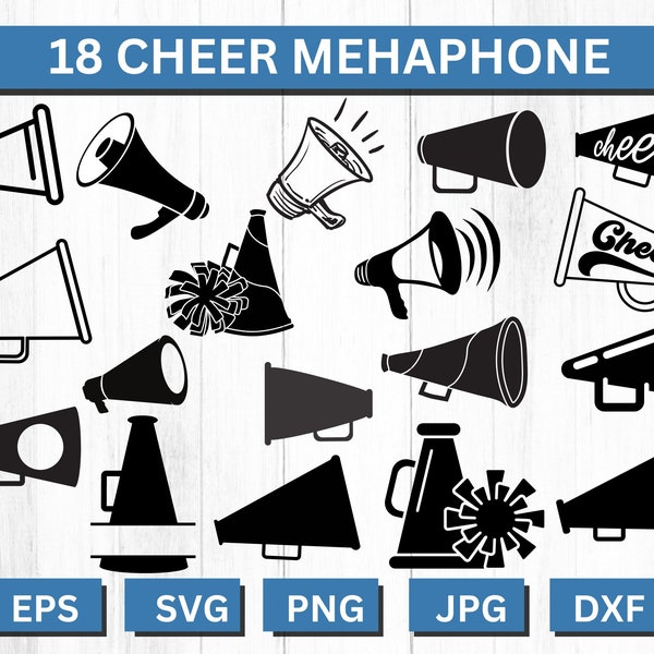 Cheer Megaphone Svg, Megaphone Svg, Cheerleader Svg, Cheer Megaphone, Pom Pom Svg, Cheer Clipart, Svg Files For Cricut, Cheer Pom Pom Svg