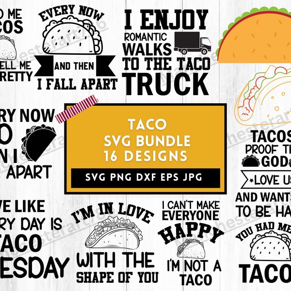 Taco Svg, Taco Tuesday Svg, Taco Clipart, Taco Png, Taco Lover Svg, Funny Taco Svg, Taco Cut File, Taco Shirt Svg, Tacos Svg Bundle