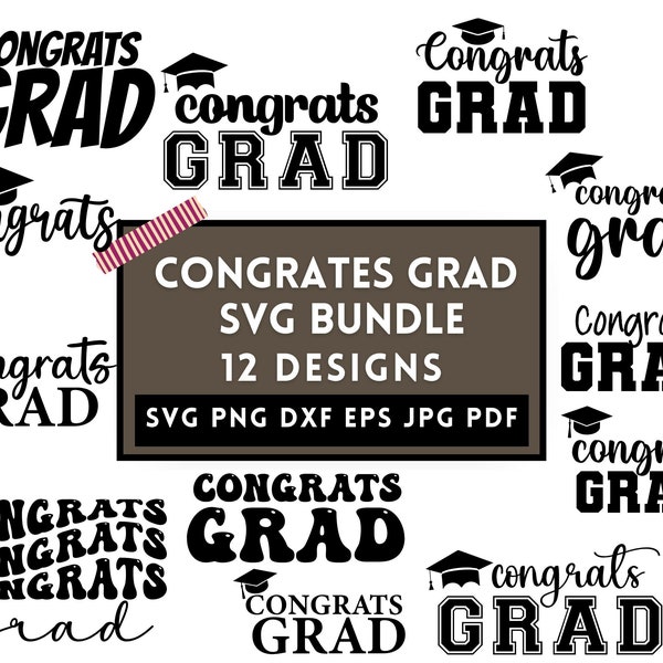 12 Congrats Grad Svg Designs, Graduation Svg, Graduate Svg, Congrats Grad, Graduation Shirt Svg, Graduation Hat Svg, Class Of 2024 Svg